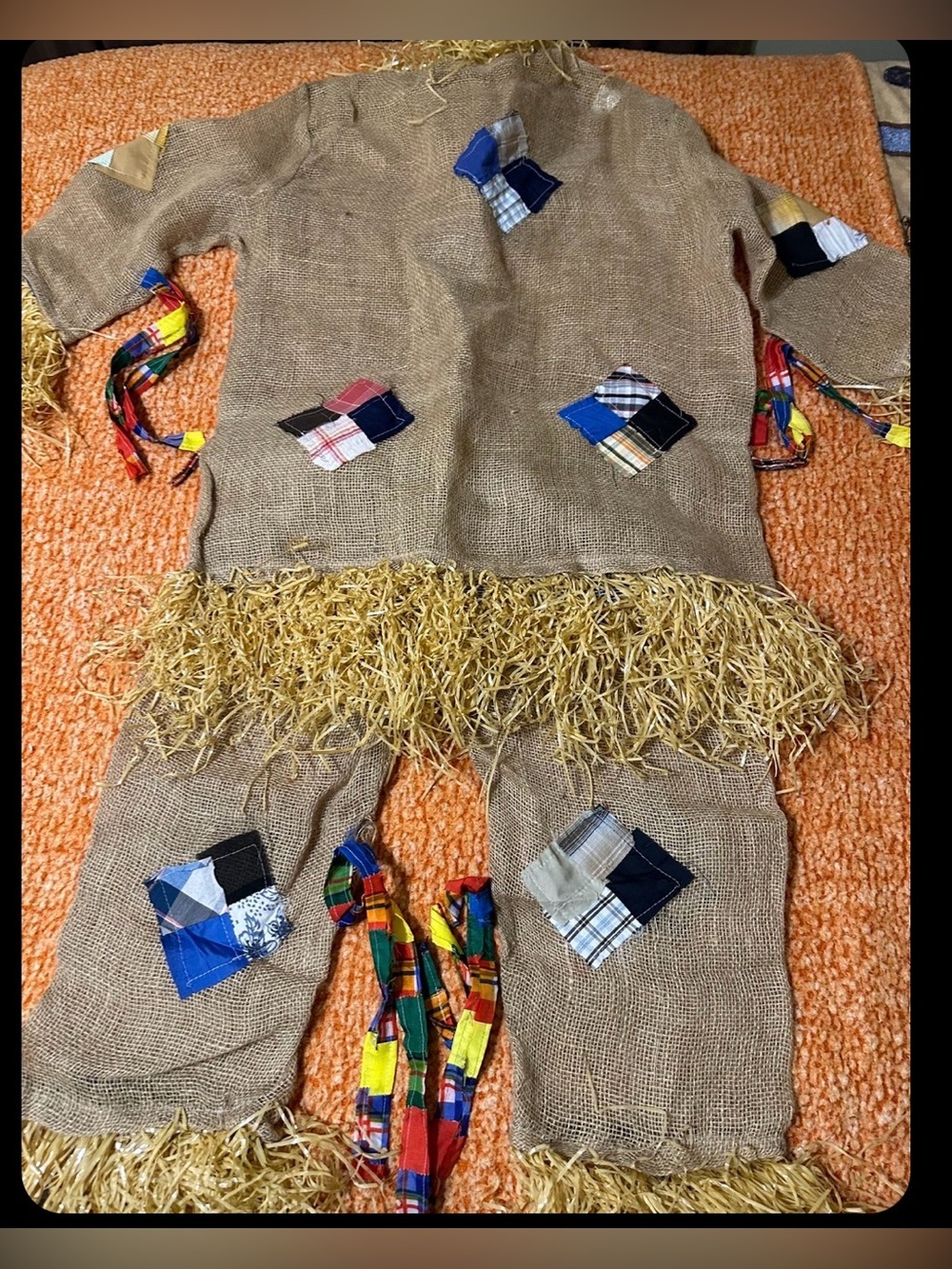 Adult Burlap Scarecrow Costume 2-Piece Set (Tunic & Pants)
